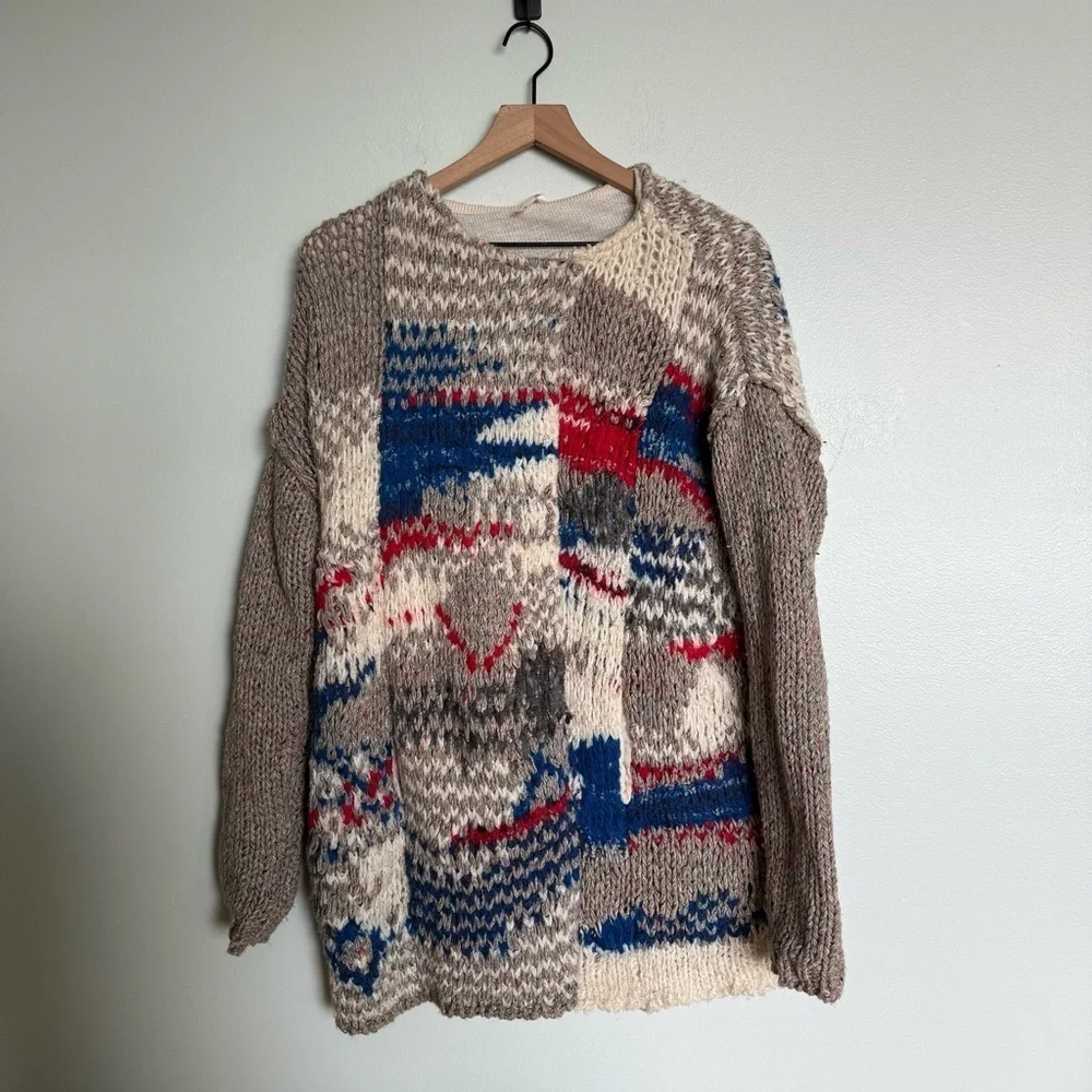 Free People Fireworks Alpaca Wool Blend Chunky Knit Cardigan Sweater